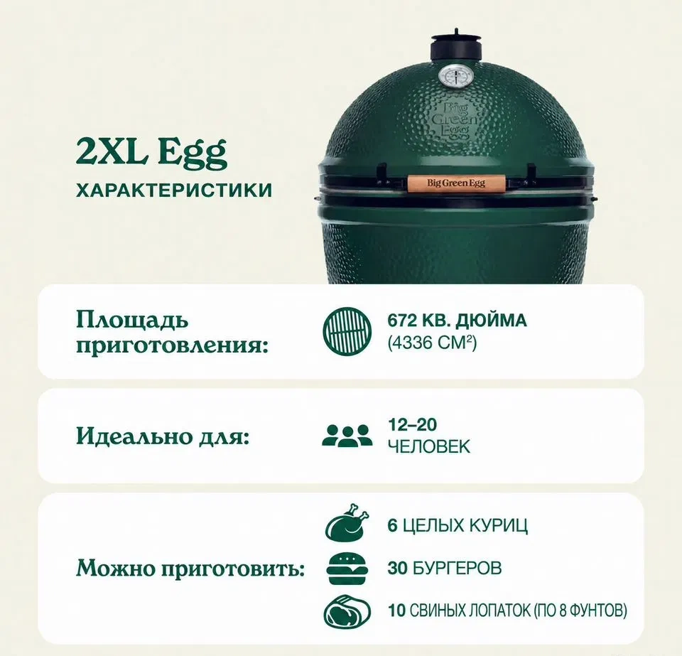 Керамический гриль XXL EGG, супер большой, с базовым модулем — изображение 5